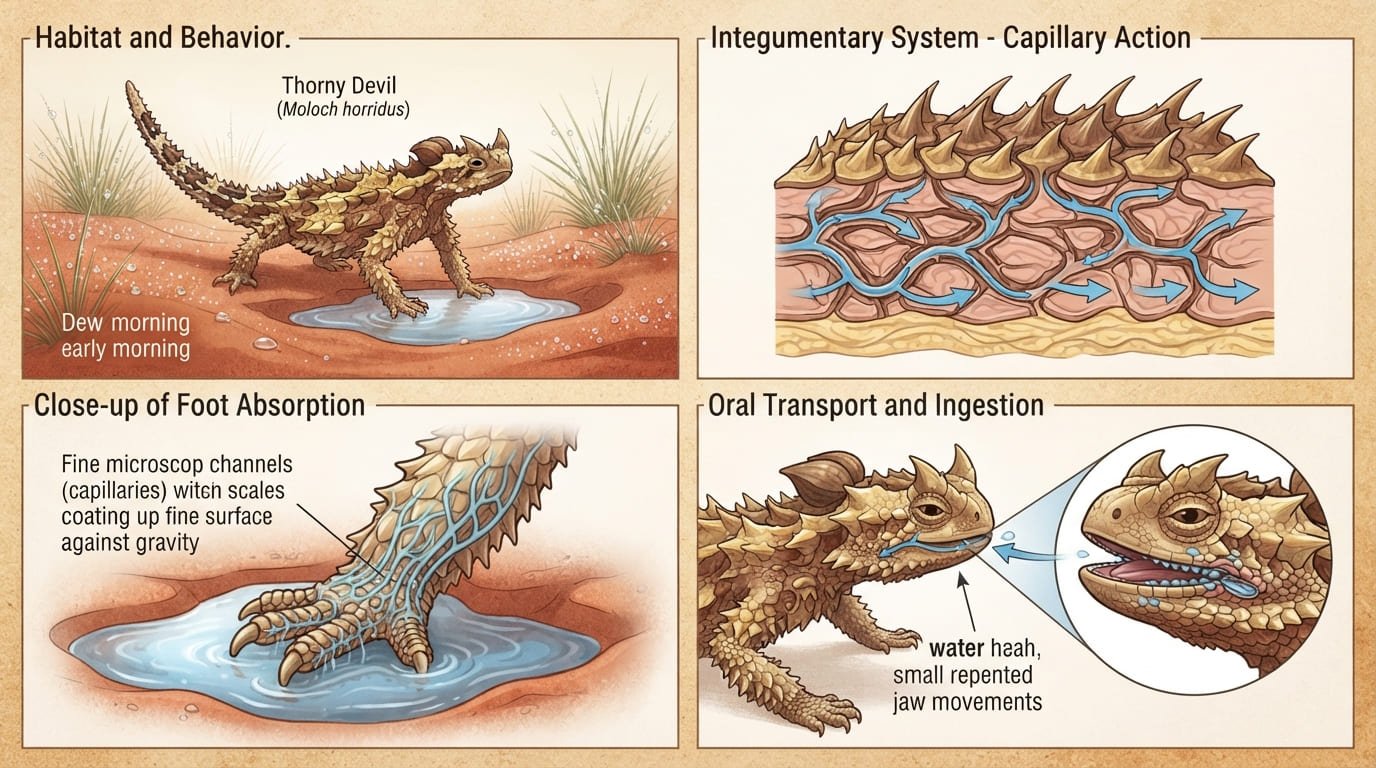 Moloch horridus: How the Thorny Devil Drinks Water Through Its Feet