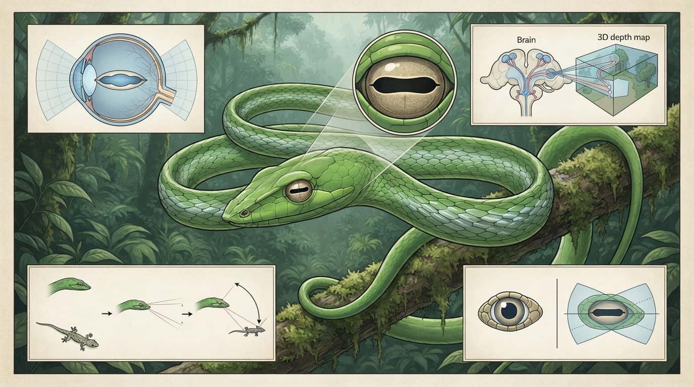 The Keyhole Hunter: How the Asian Vine Snake Uses Horizontal Pupils to See in 3D