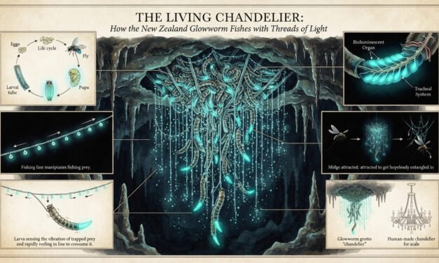 The Living Chandelier: How the New Zealand Glowworm Fishes with Threads of Light