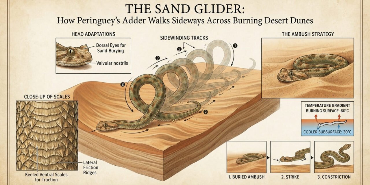 The Sand Glider: How Peringuey’s Adder Walks Sideways Across Burning Desert Dunes