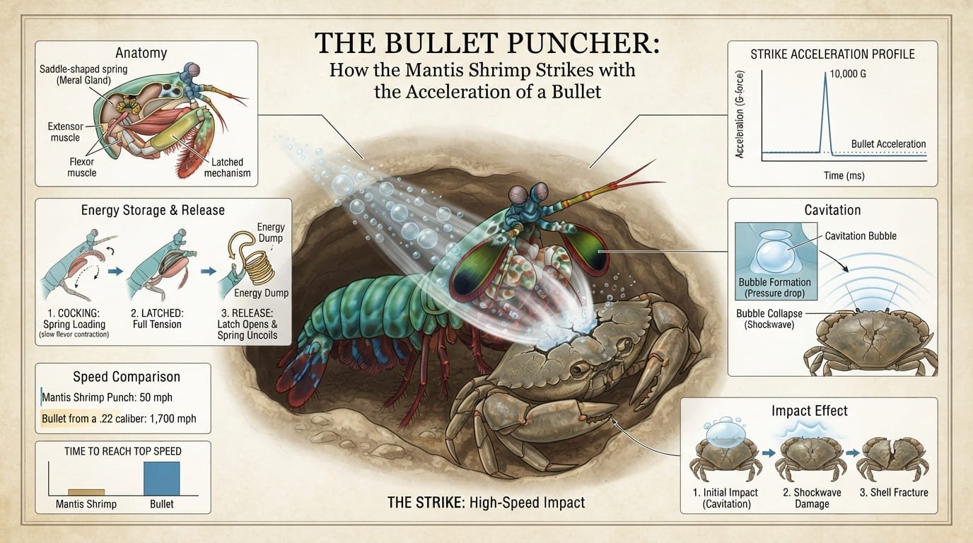 The Bullet Puncher: How the Mantis Shrimp Strikes with the Acceleration of a Bullet