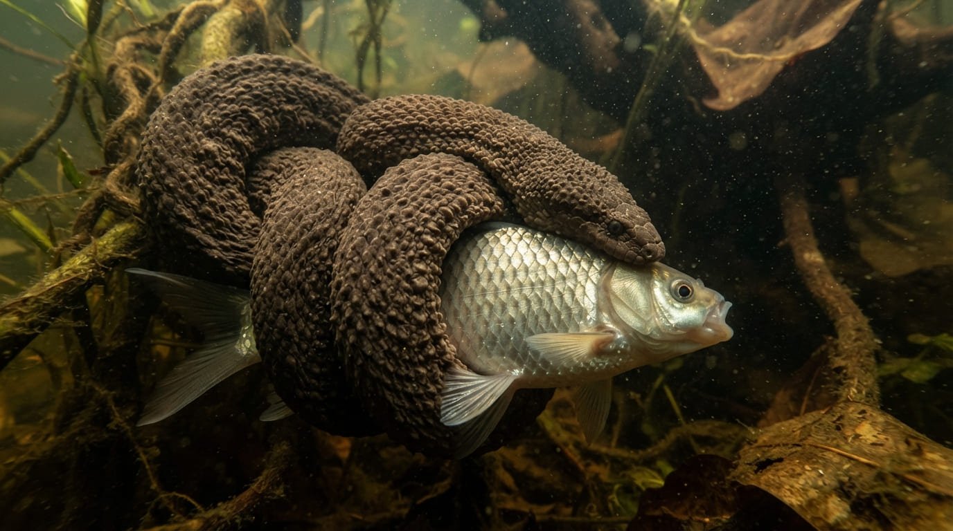 The Sandpaper Swimmer: How the Elephant Trunk Snake Grips Slippery Fish Underwater