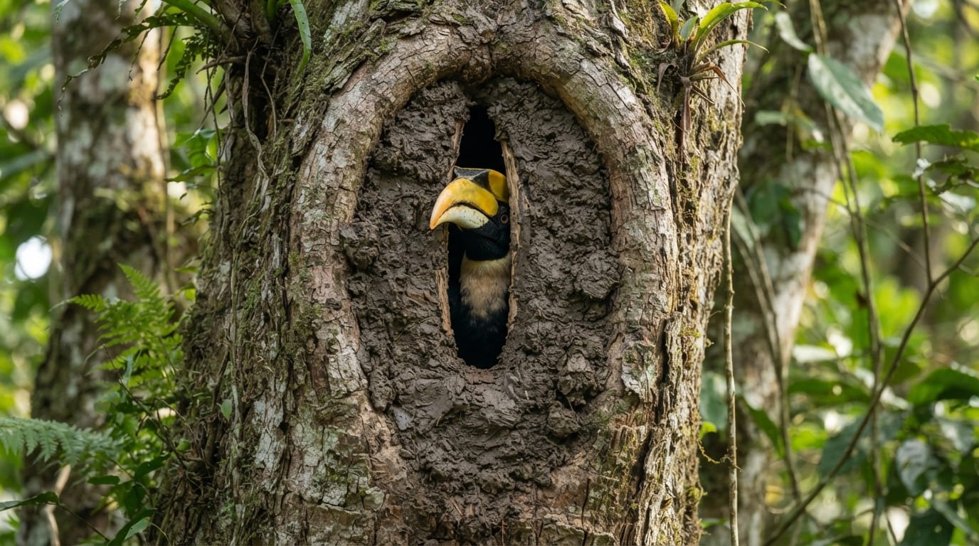 The Sealed Fortress: How the Hornbill Seals Herself Inside a Tree for Months