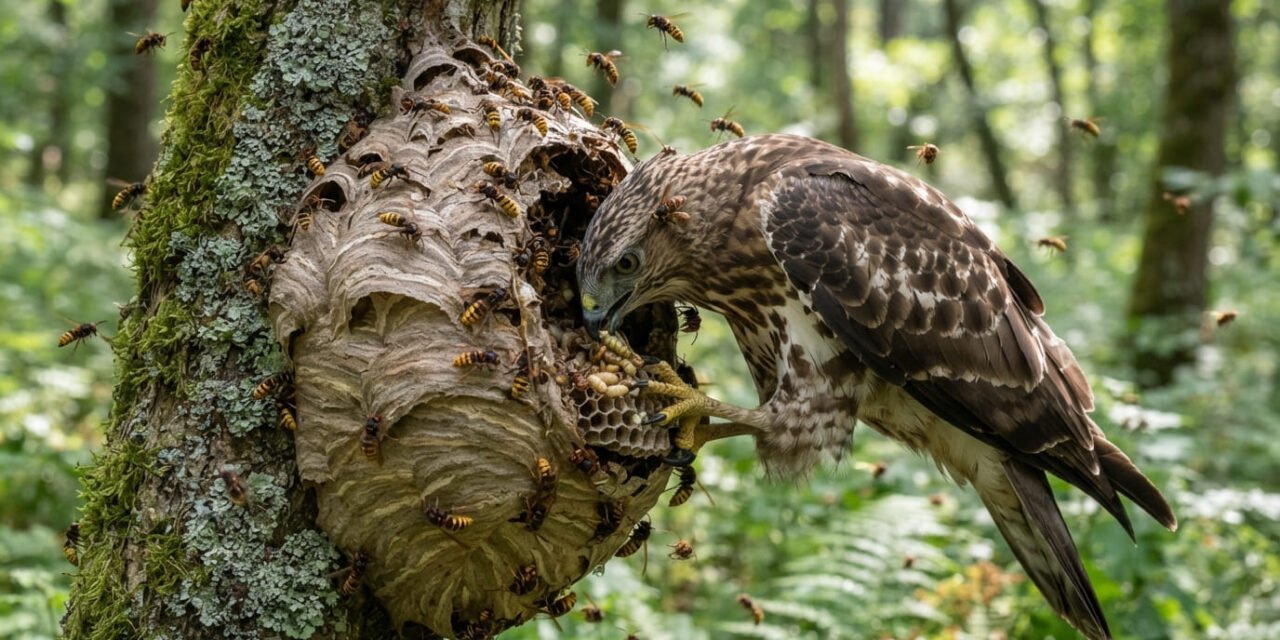 Pernis apivorus: How the European Honey Buzzard Raids Hornet Nests Unharmed