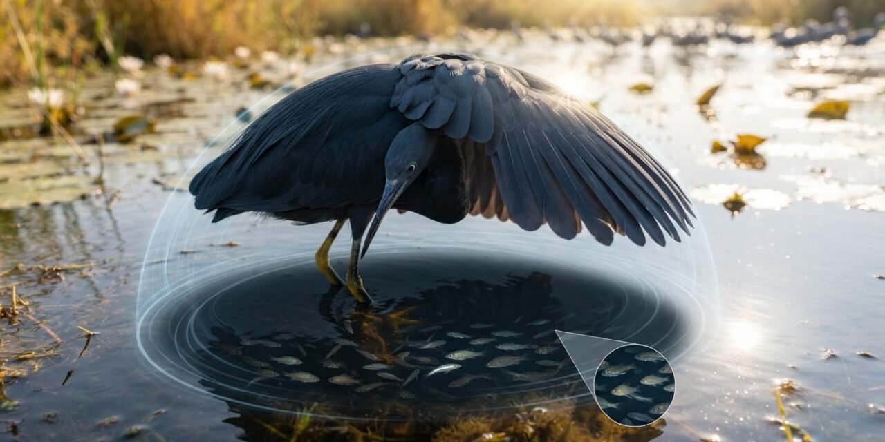 The Umbrella Fisher: How the Black Heron Tricks Fish Using Its Own Shadow