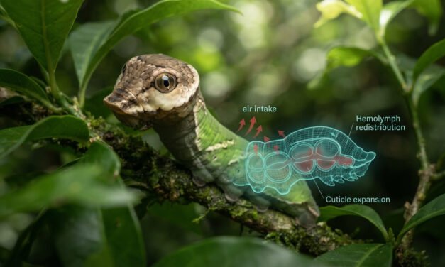 The Snake in the Leaves: How the Hawk Moth Caterpillar Inflates Its Body to Look Like a Deadly Viper