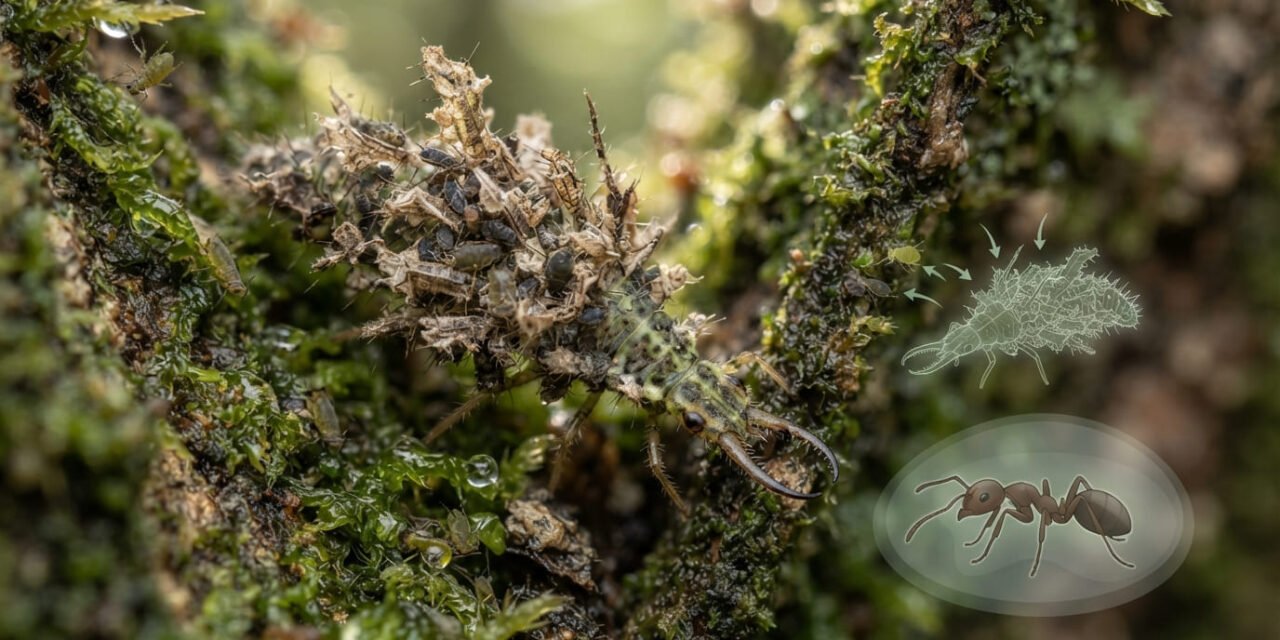 The Wolf in Sheep’s Armor: How the Lacewing Larva Wears Its Victims’ Skins to Outsmart Ant Bodyguards