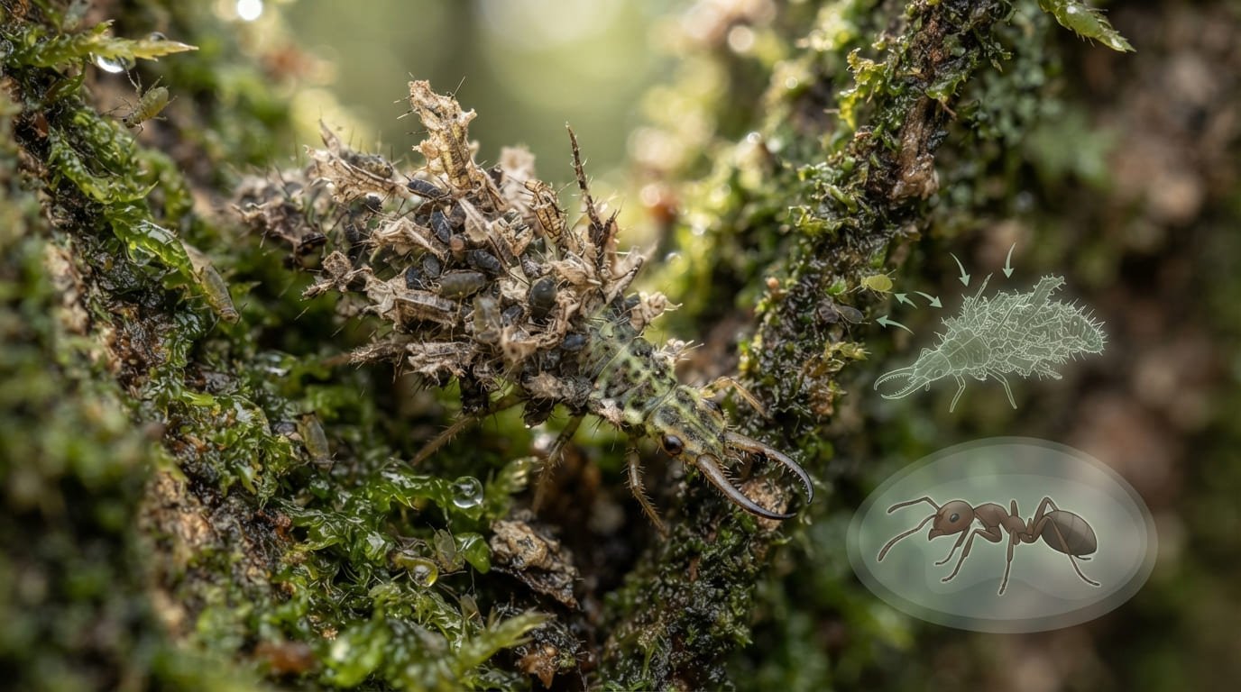 The Wolf in Sheep's Armor: How the Lacewing Larva Wears Its Victims' Skins to Outsmart Ant Bodyguards