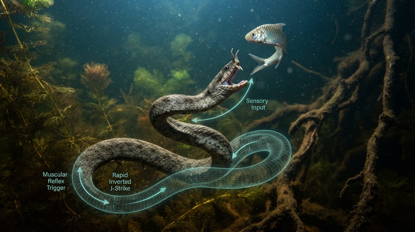 The Inverted Trap: How the Tentacled Snake Turns an Escape Reflex into a Death Trap