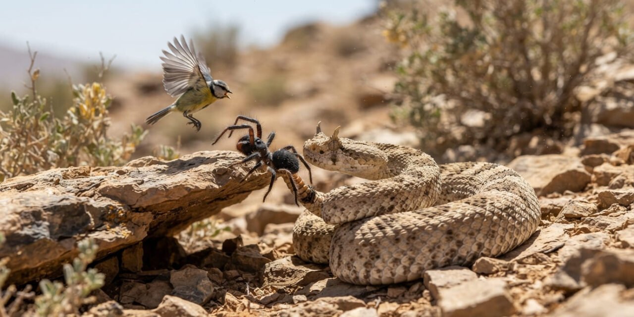 The Spider-Tailed Decoy: How This Horned Viper Uses a “Spider” on Its Tail to Catch Birds
