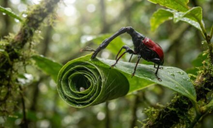 The Long-Necked Builder: How the Giraffe Weevil Rolls the Perfect Leaf Nursery