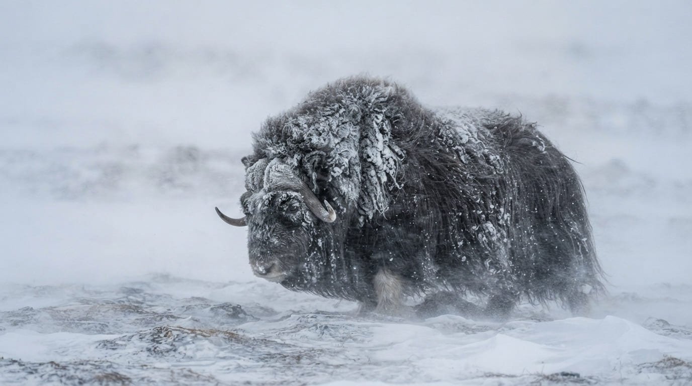 The Arctic Engine: How the Musk Ox Uses a Two-Layer "Qiviut" Coat to Survive -40 Degree Blizzards