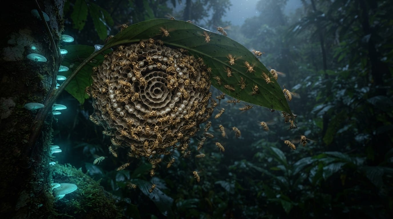 Apoica pallens: The Nocturnal Swarm Tactics of the Ghost Wasp
