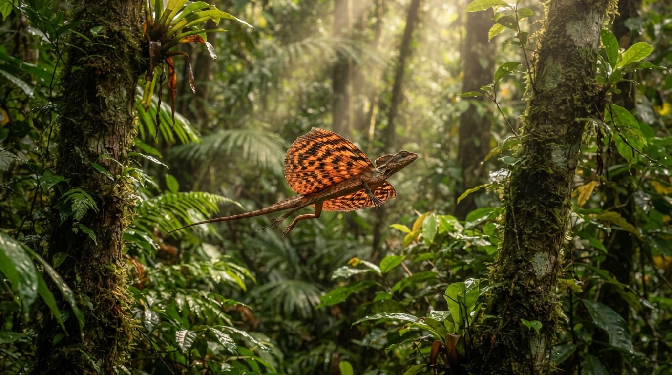 Draco volans: How the Common Flying Dragon Glides Through the Canopy