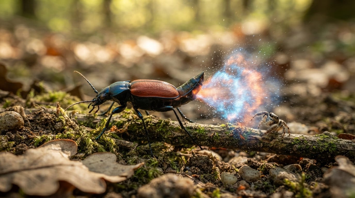 Brachinus crepitans: The Boiling Chemical Spray of the Bombardier Beetle