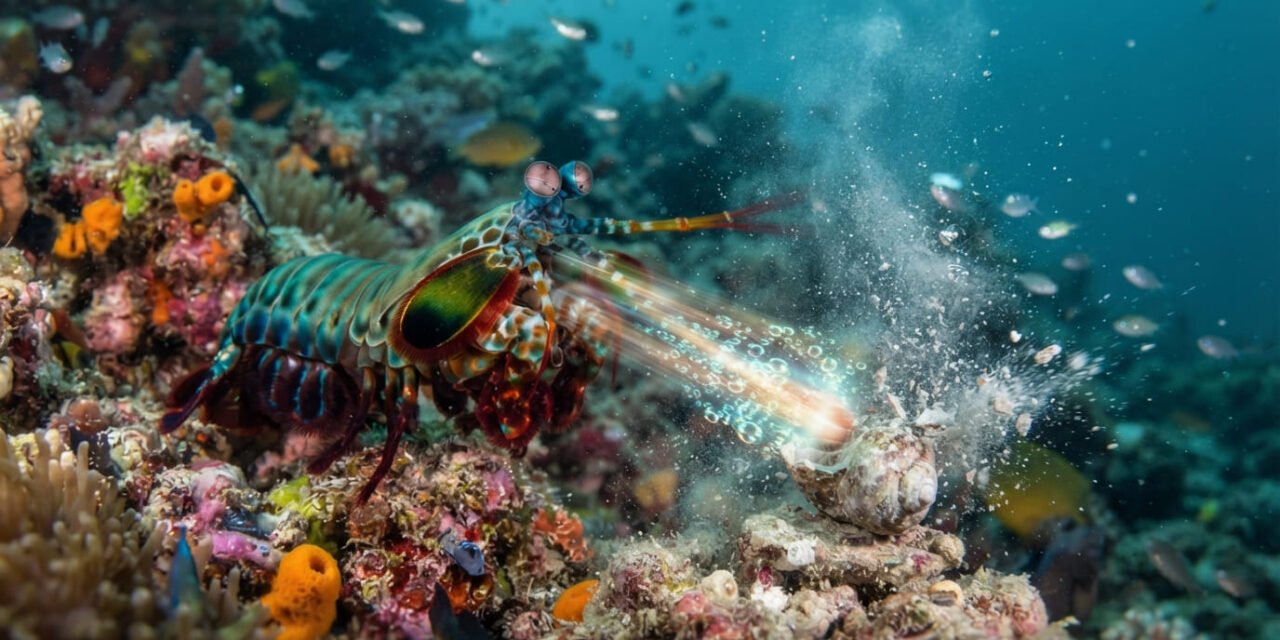 Odontodactylus scyllarus: The Bullet-Speed Punch of the Peacock Mantis Shrimp